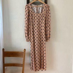 Reformation Polka Dot Tie-Back Midi Dress (Medium)